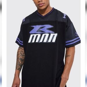 OVERSIZED SATIN PANEL MOTO GRAPHIC T-SHIRT XL boohooMan